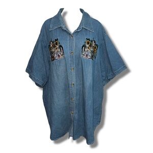 Vintage 90s Teddy Bears & Sunflowers Button Down Shirt
